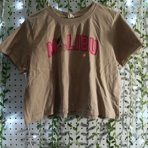 Electric Family Tan and Pink Crop Top Casual Cotton